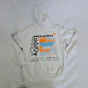 Mclaren White Graphic Hoodie with Orange and Black Accents